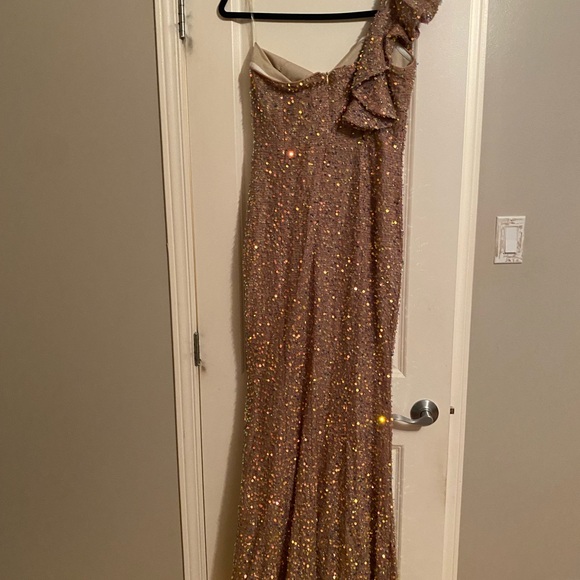 Sequin One-Shoulder Evening Gown - Picture 3 of 3